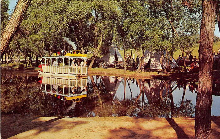 Irish Hills Area - 1962 Postcard River Queen Steamboat Frontier City (newer photo)